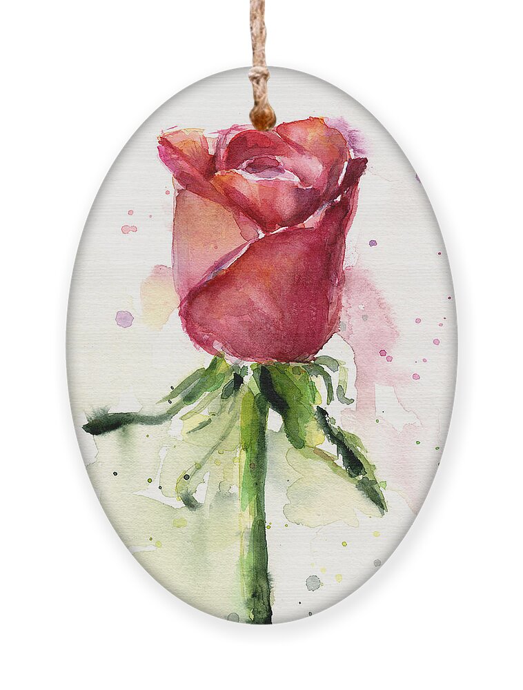 Rose Ornament featuring the painting Rose Watercolor by Olga Shvartsur