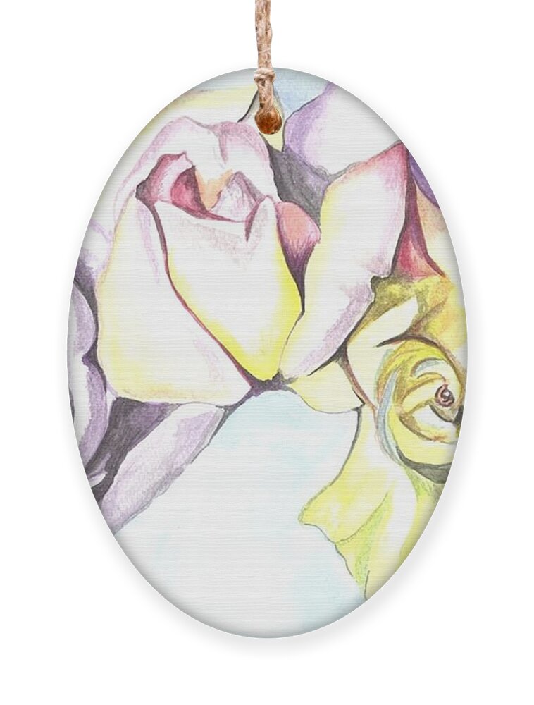 Love Ornament featuring the painting Roses study by Darren Cannell