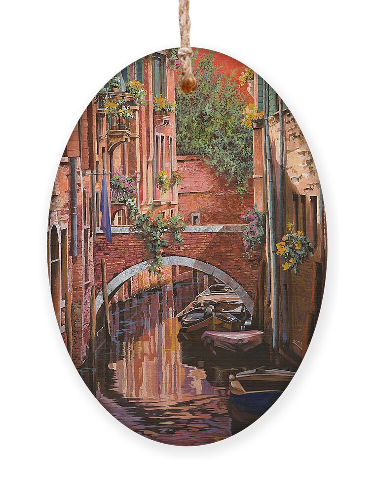 Venice Ornament featuring the painting Un Gran Rosso Veneziano by Guido Borelli
