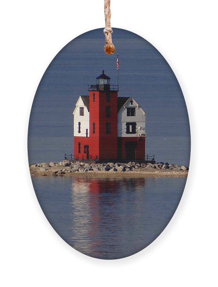Round Island Lighthouse Ornament featuring the photograph Round Island Lighthouse in the Morning by Keith Stokes