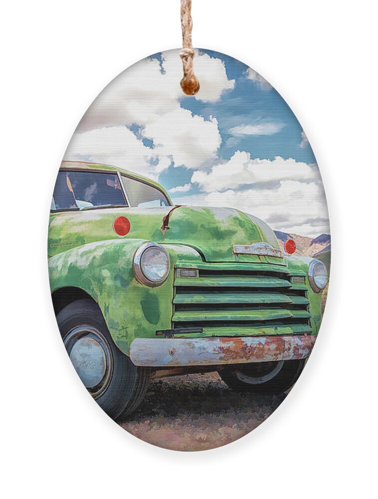 Route 66 Ornament featuring the painting Route 66 Chevy Truck by Christopher Arndt