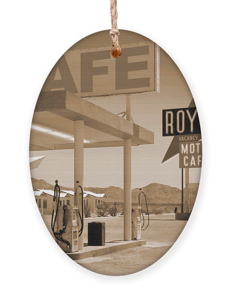 Roy's Motel Ornament featuring the photograph Route 66 - Roy's Motel by Mike McGlothlen