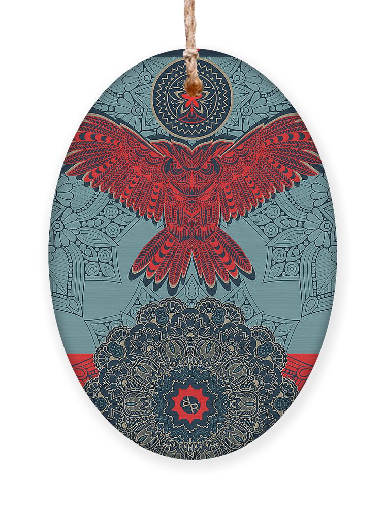 Owl Ornament featuring the mixed media Rubino Spirit Owl by Tony Rubino