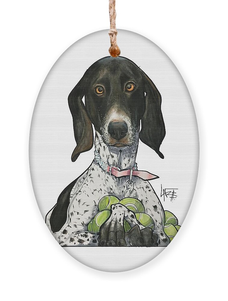 Pet Portrait Ornament featuring the drawing Russell 3359 by John LaFree