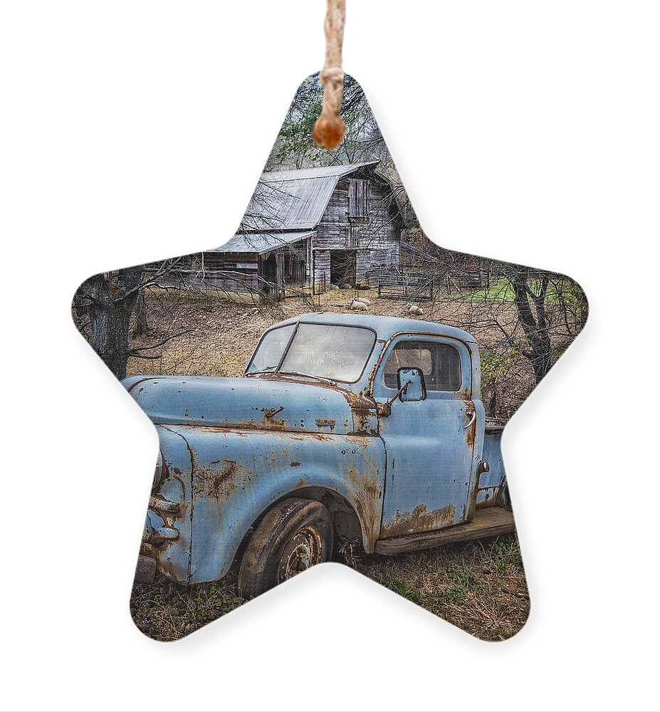 1950s Ornament featuring the photograph Rusty Blue Dodge by Debra and Dave Vanderlaan