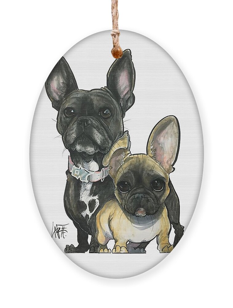 French Bulldog Ornament featuring the drawing Ryan 3865 by John LaFree