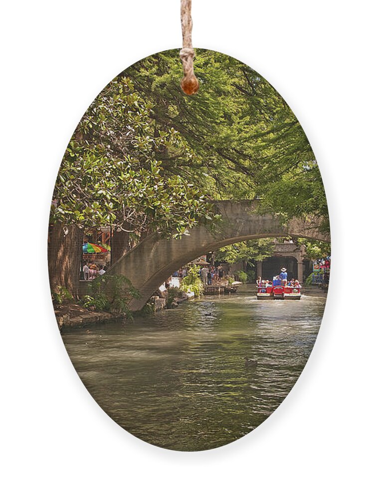 San Antonio Ornament featuring the photograph San Antonio Riverwalk Summer Scene by Steven Sparks
