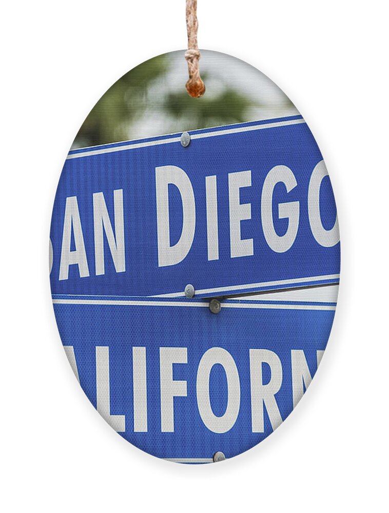 California St Ornament featuring the photograph San Diego and California Street Sign by David Levin