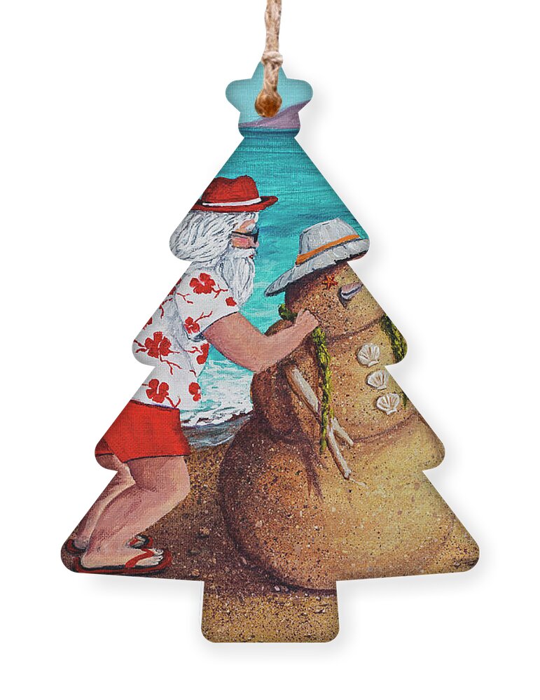 Santa Ornament featuring the painting Santa Building A sandman by Darice Machel McGuire