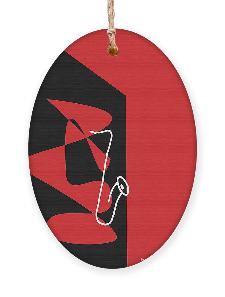 Jazzdabri Ornament featuring the digital art Saxophone in Red by David Bridburg