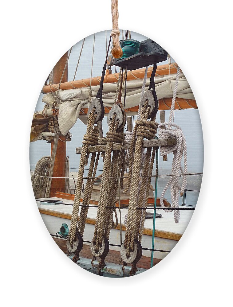 Edith M. Becker Ornament featuring the photograph Schooner Rigging by David T Wilkinson