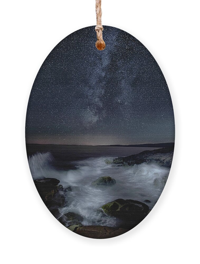 Schoodic Point Ornament featuring the photograph Sea and Starscape at Schoodic Point by Marty Saccone
