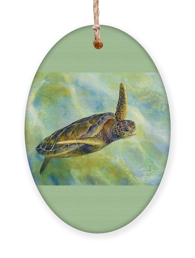 Underwater Ornament featuring the painting Sea Turtle 2 by Hailey E Herrera