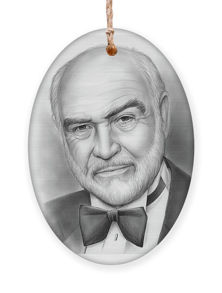 Sean Connery Ornament featuring the drawing Sean Connery by Greg Joens