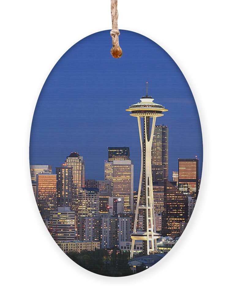 3scape Photos Ornament featuring the photograph Seattle at Dusk by Adam Romanowicz