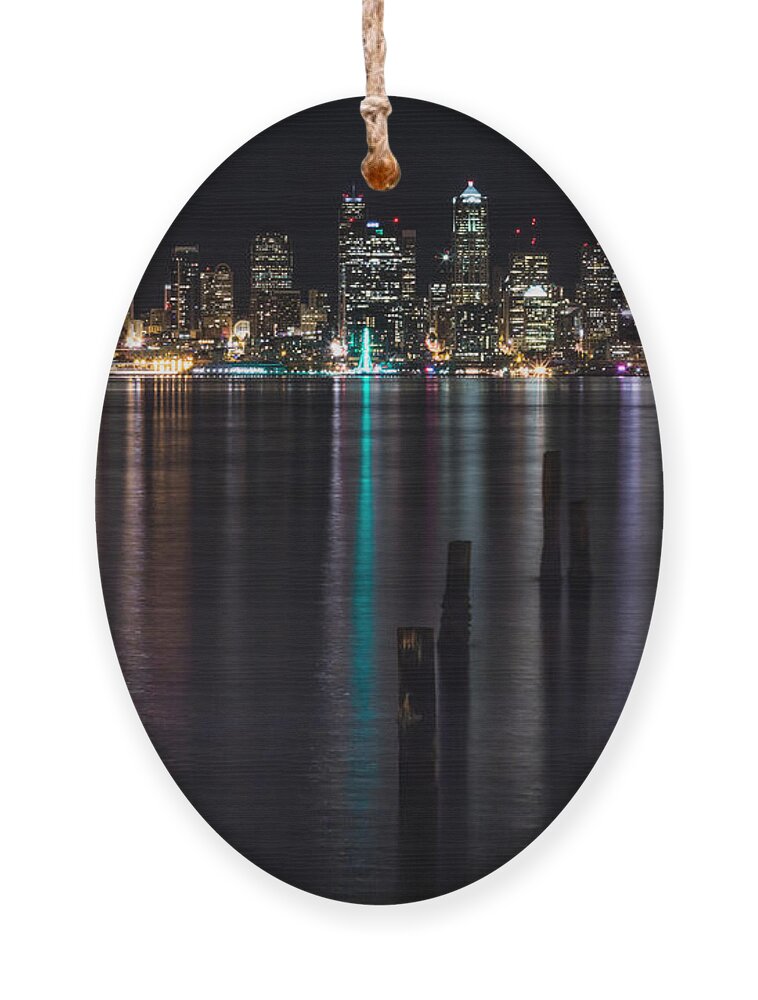 Cityscape Ornament featuring the photograph Seattle at Night by Ed Clark