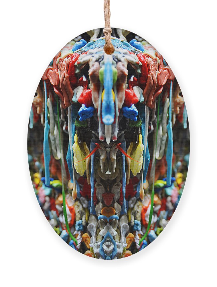 Gum Ornament featuring the digital art Seattle Post Alley Gum Wall Reflection by Pelo Blanco Photo
