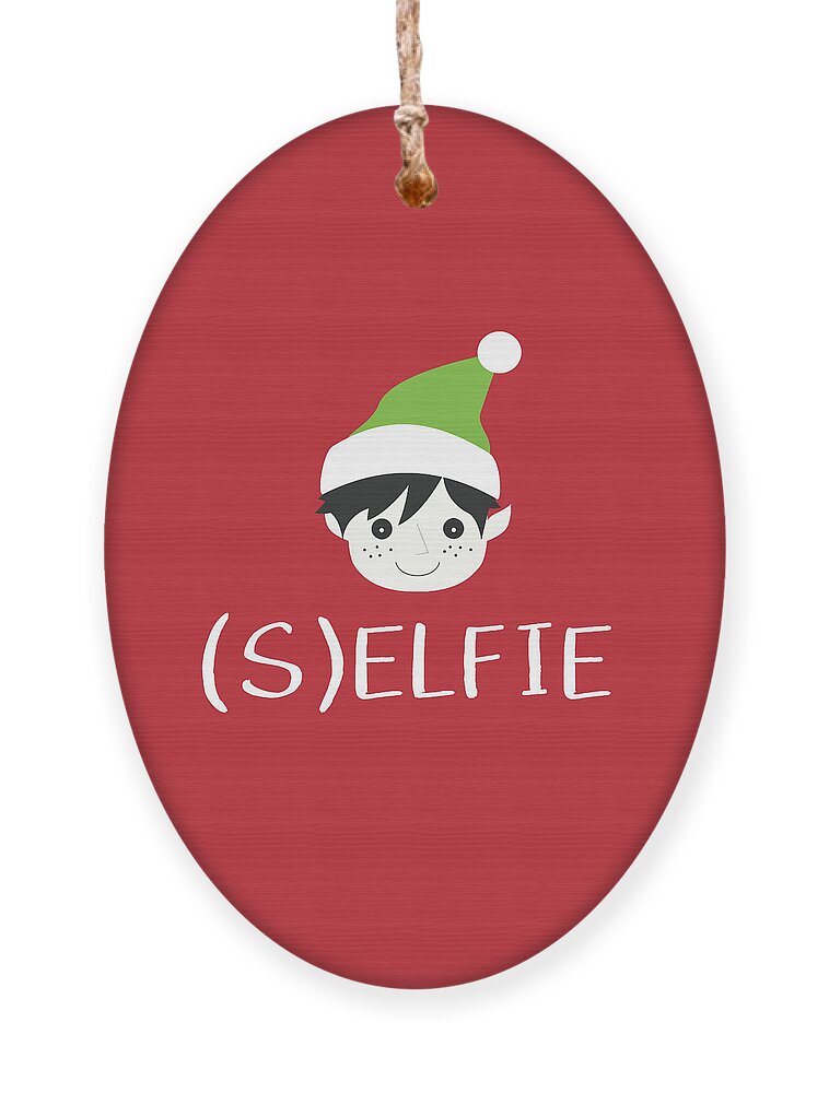 Christmas Ornament featuring the digital art Selfie Elf- Art by Linda Woods by Linda Woods