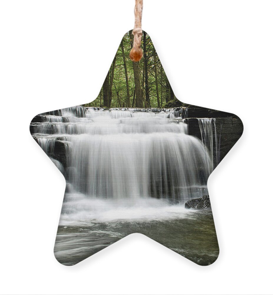 Waterfalls Ornament featuring the photograph Serenity Waterfalls Landscape by Christina Rollo
