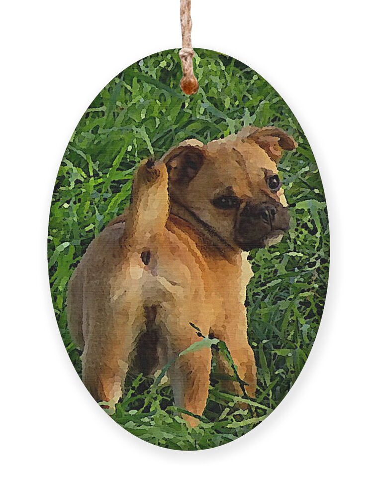Dogs Ornament featuring the digital art Showing Her Mutt. by Shelli Fitzpatrick