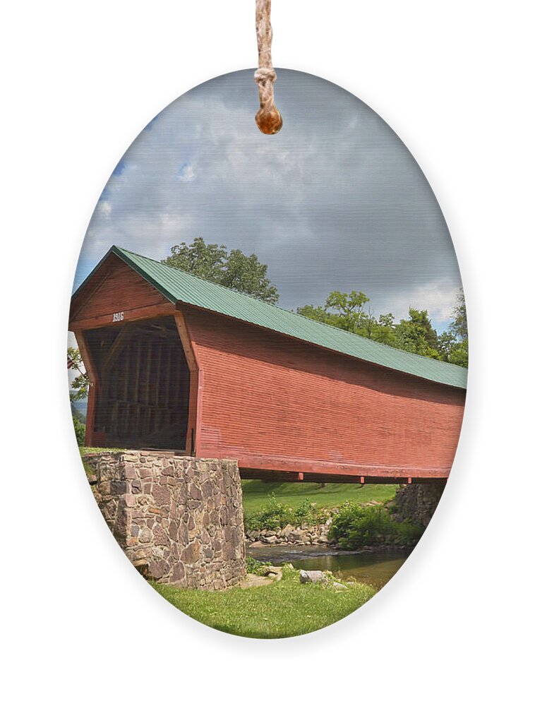 Sinking Creek Covered Bridge Giles County Virginia Ornament featuring the photograph Sinking Creek Covered Bridge - Giles County Virginia by Kerri Farley
