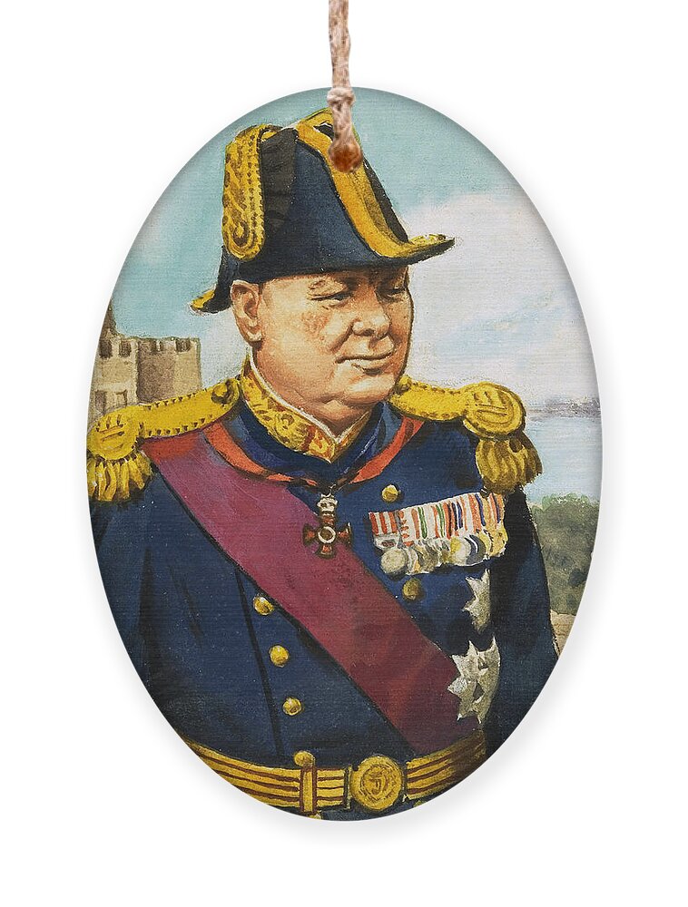 Sir Winston Churchill Ornament featuring the painting Sir Winston Churchill by English School