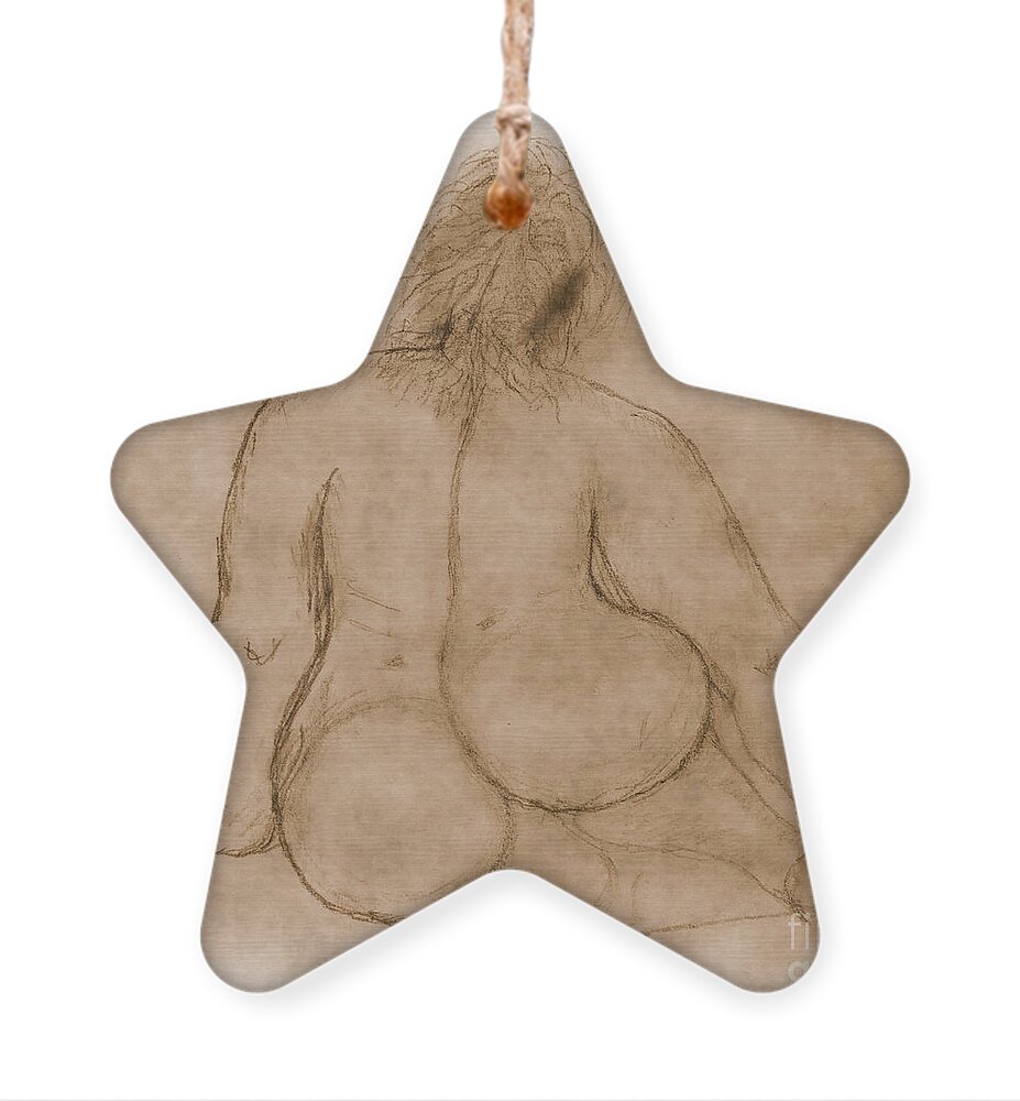 Sitting fat nude woman Ornament