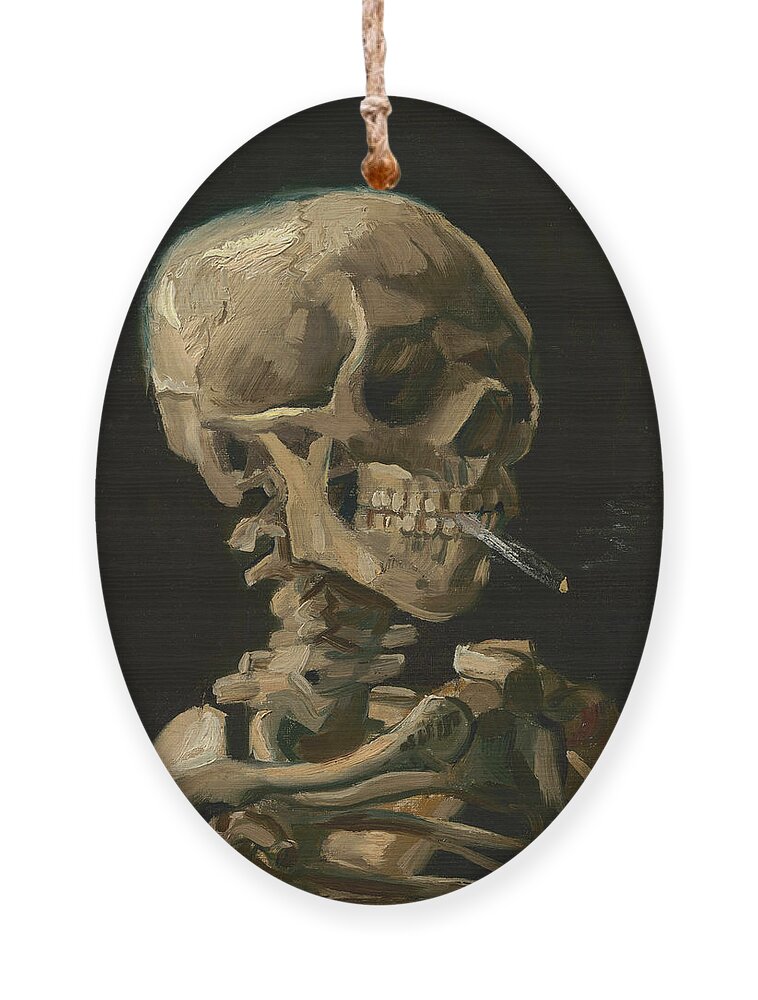 Van Gogh Ornament featuring the painting Skull of a Skeleton with Burning Cigarette - Vincent van Gogh by War Is Hell Store