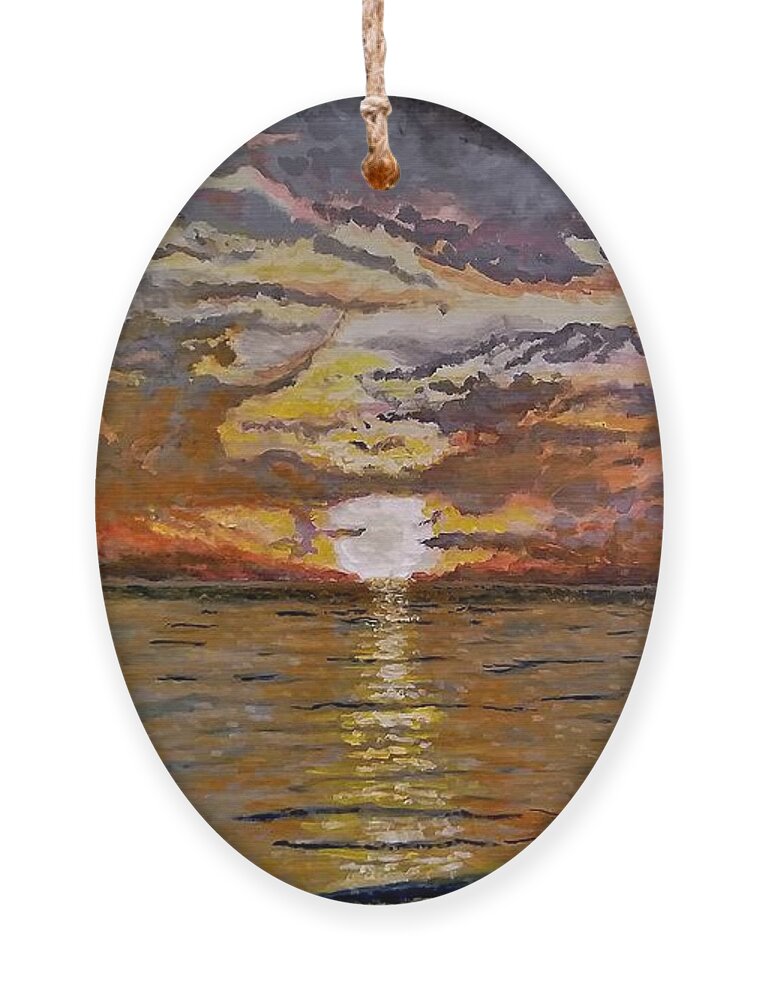 Landscape Ornament featuring the painting Sleepy Hollow Sunset by Joel Tesch