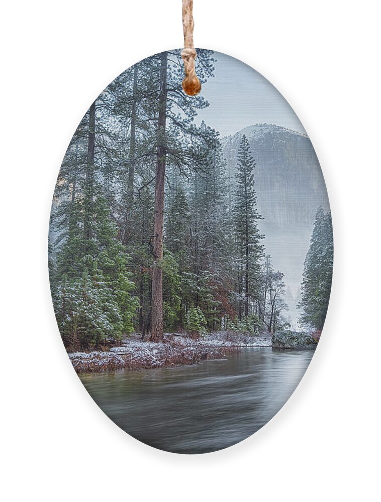 Yosemite Ornament featuring the photograph Snow Dusted Morning by Anthony Michael Bonafede