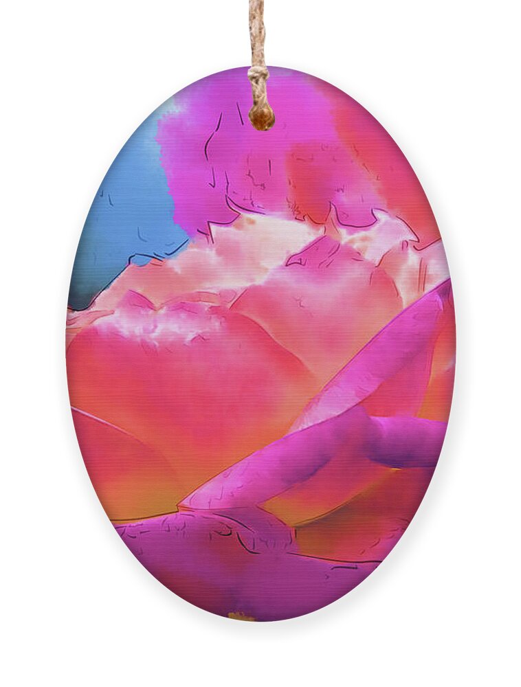 Rose Ornament featuring the digital art Soft Rose Bloom In Red and Purple by Kirt Tisdale