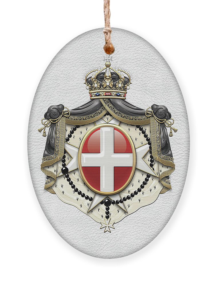 'ancient Brotherhoods' Collection By Serge Averbukh Ornament featuring the digital art Sovereign Military Order of Malta Coat of Arms over White Leather by Serge Averbukh