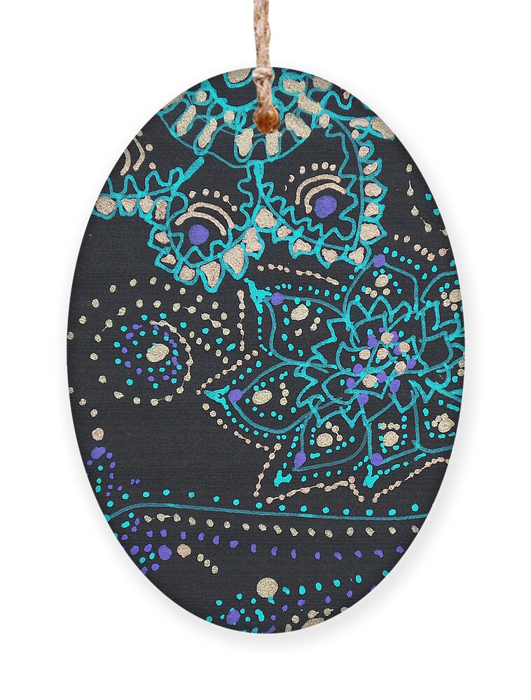Zentangle Ornament featuring the drawing Midnite Sparkle by Carole Brecht