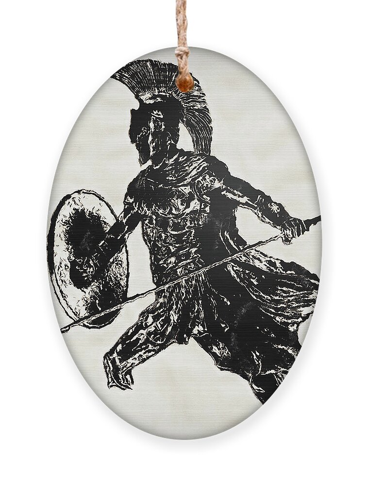 Spartan Warrior Ornament featuring the painting Spartan Hoplite - 17 by AM FineArtPrints
