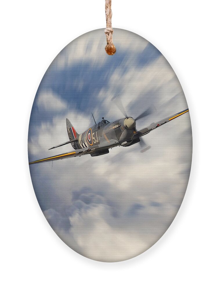 Supermarine Ornament featuring the digital art Spitfire Climb by Airpower Art