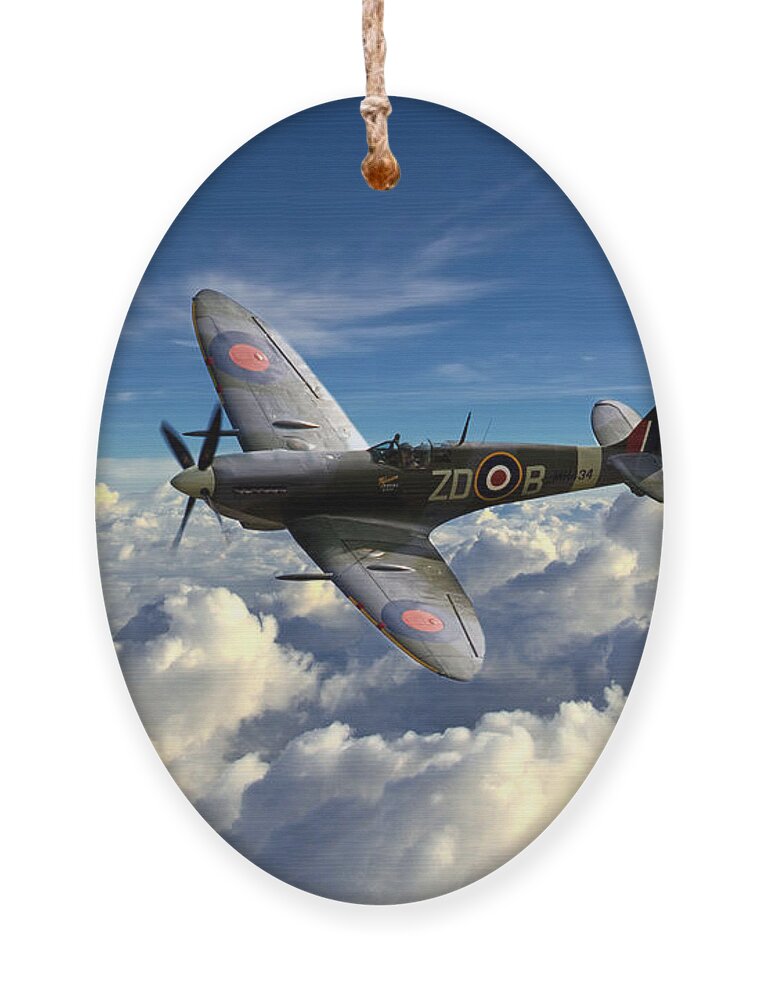 Supermarine Ornament featuring the digital art Spitfire MH434 by Airpower Art