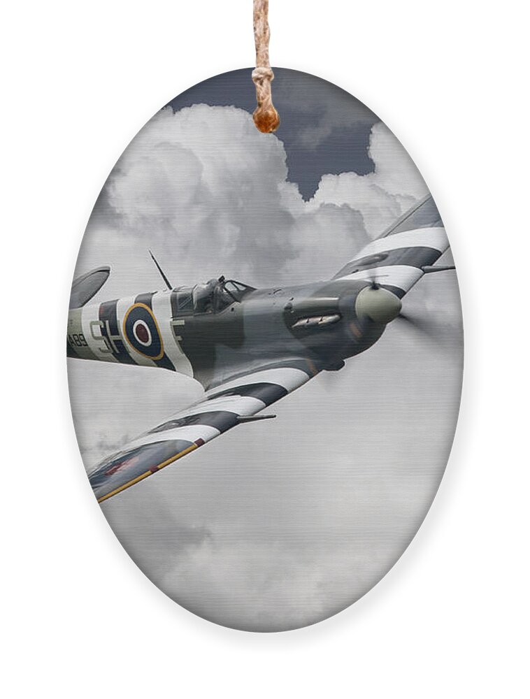 Spitfire Ornament featuring the digital art Spitfire Mk Vb AB910 by Airpower Art
