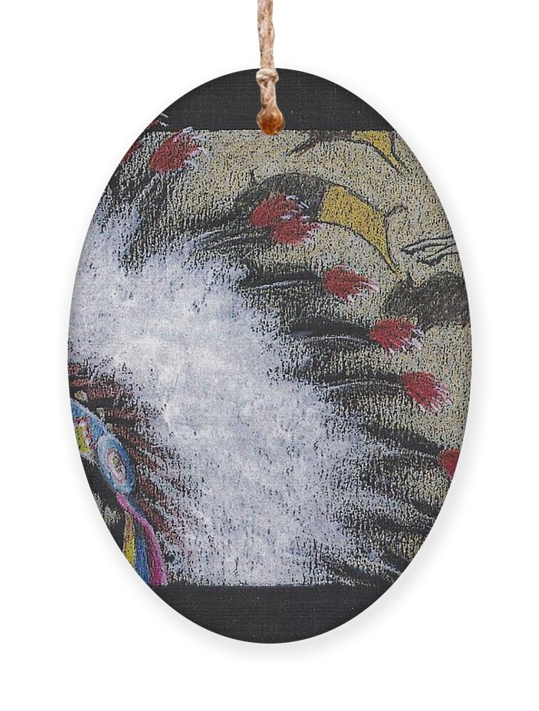 Native American Ornament featuring the painting Spotted Eagle SOLD prints available by Lisa Bliss Rush