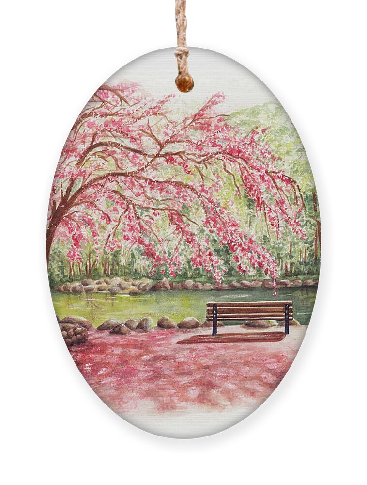 Lithia Park Ornament featuring the painting Spring at Lithia Park by Lori Taylor