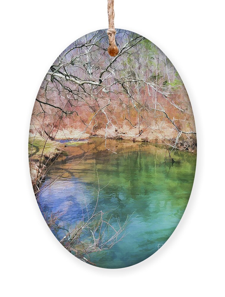 Spring Ornament featuring the photograph Spring Beginnings Along The Creek by Kerri Farley