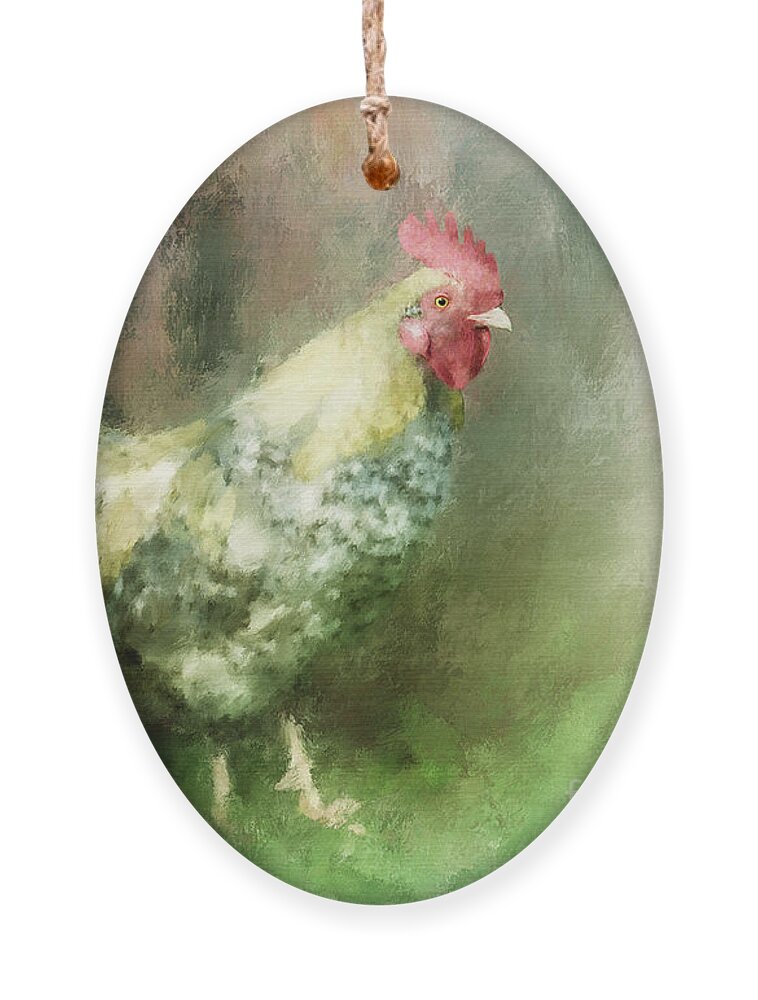 Chicken Ornament featuring the digital art Spring Chicken by Lois Bryan