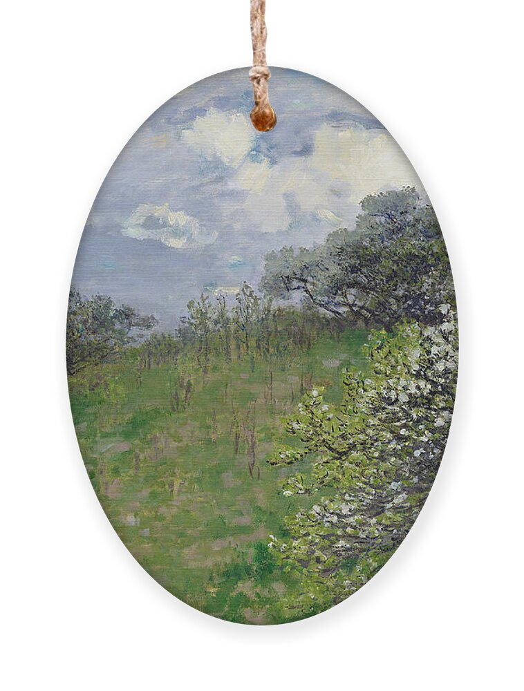 Spring Ornament featuring the painting Spring by Claude Monet