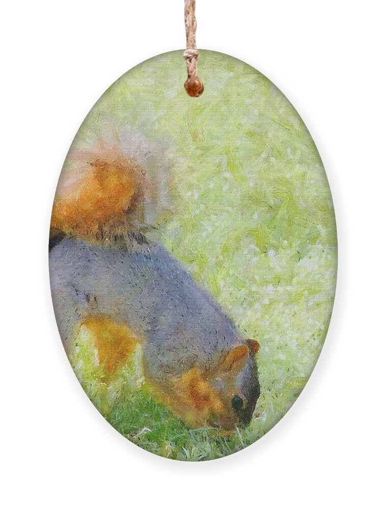 Squirrel Ornament featuring the painting Squirrelly by Jeffrey Kolker