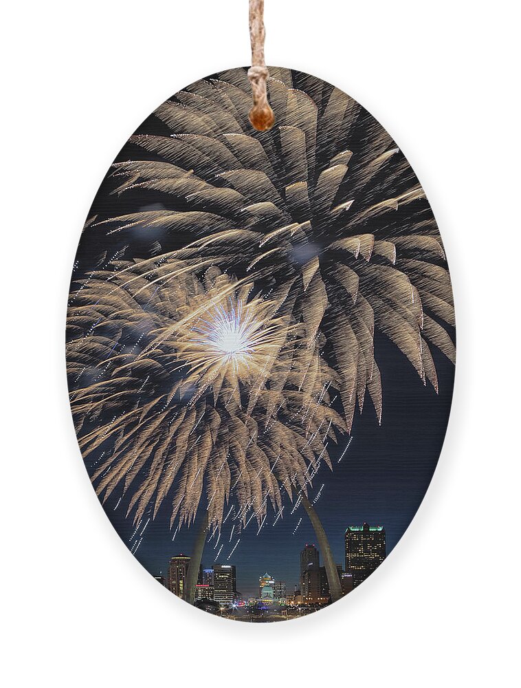 Fireworks Ornament featuring the photograph St Louis Celebration by Susan Rissi Tregoning