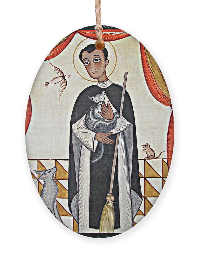 St. Martin De Porres Ornament featuring the painting St. Martin de Porres - AOPRR by Br Arturo Olivas OFS