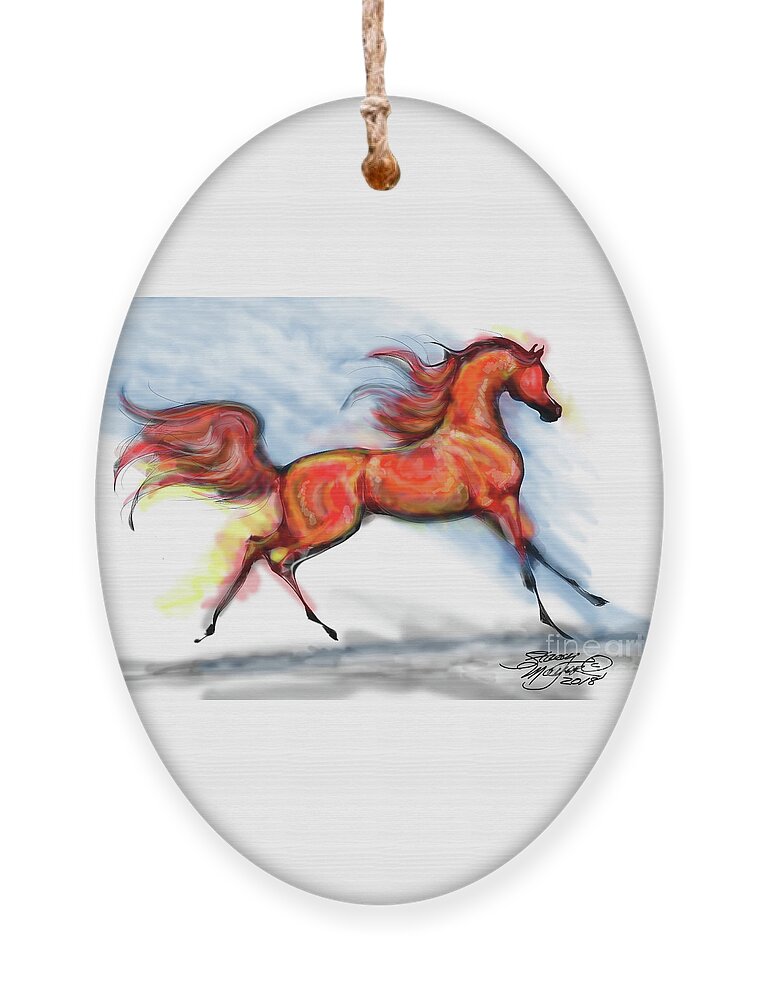 Arabian Horse Drawing Ornament featuring the digital art Staceys Arabian Horse by Stacey Mayer