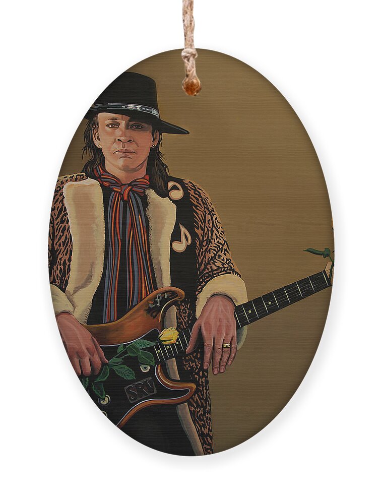 Stevie Ray Vaughan Ornament featuring the painting Stevie Ray Vaughan 2 by Paul Meijering