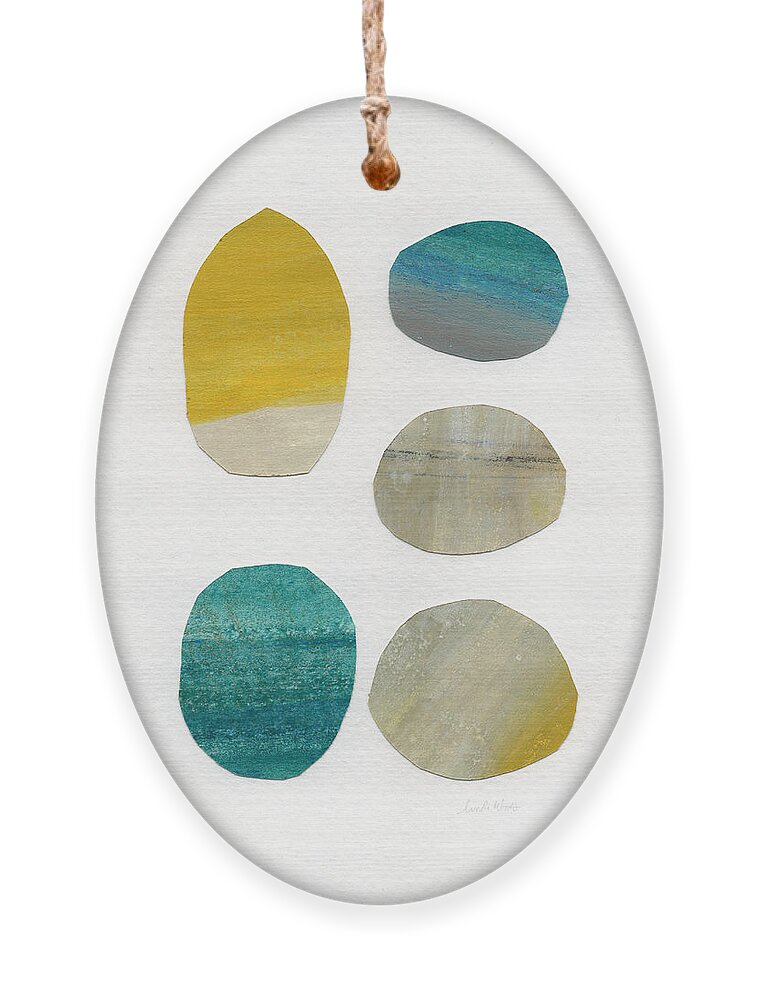 Abstract Art Ornament featuring the mixed media Stones- abstract art by Linda Woods