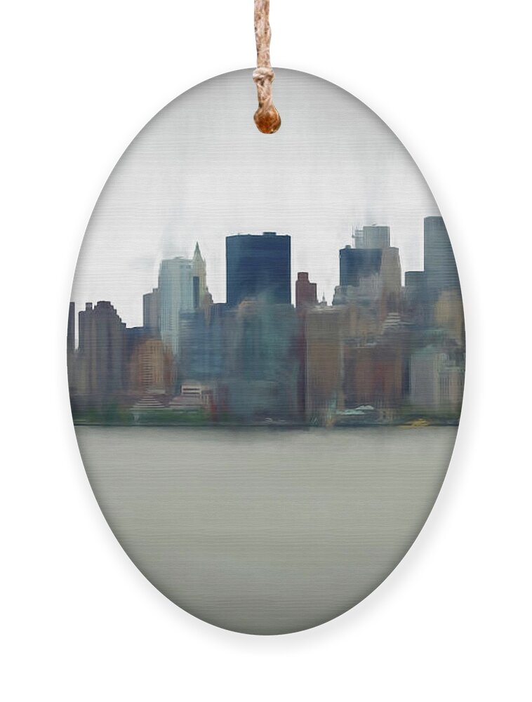 New York City Ornament featuring the digital art Storm in the City by OLena Art by Lena Owens - Vibrant DESIGN