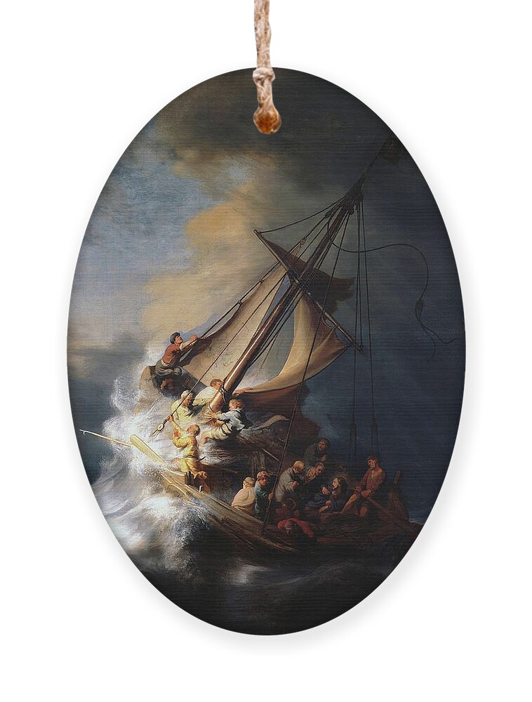Rembrandt Ornament featuring the painting Storm on the Sea of Galilee by Rembrandt van Rijn